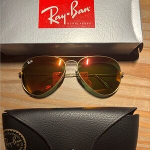 Ray-Ban Aviator RB3025 Metal Large 112/69 58-14 Gold Frame Orange Mirror Lens